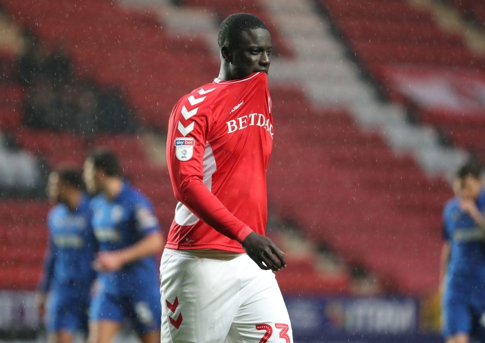 Naby Sarr was sent off after just 39 seconds for Charlton against AFC Wimbledon