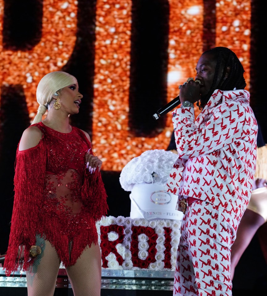 Cardi B was stunned last night as estranged husband Offset gatecrashed her Rolling Loud gig in an elaborate stunt to win her back