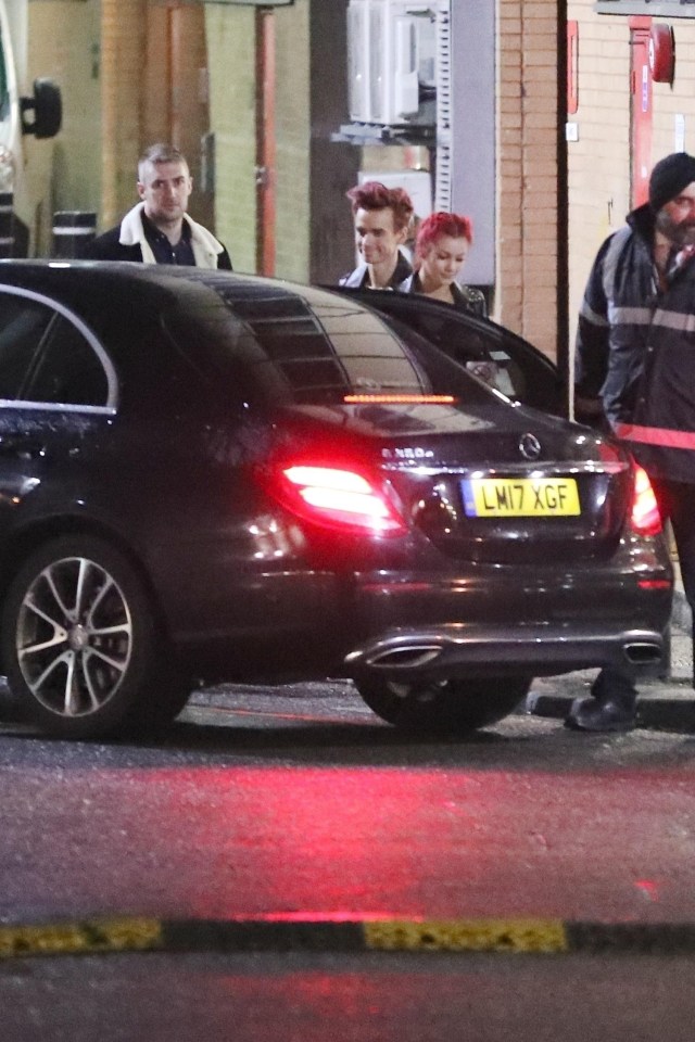 They were seen waiting for a car as they left the wrap party