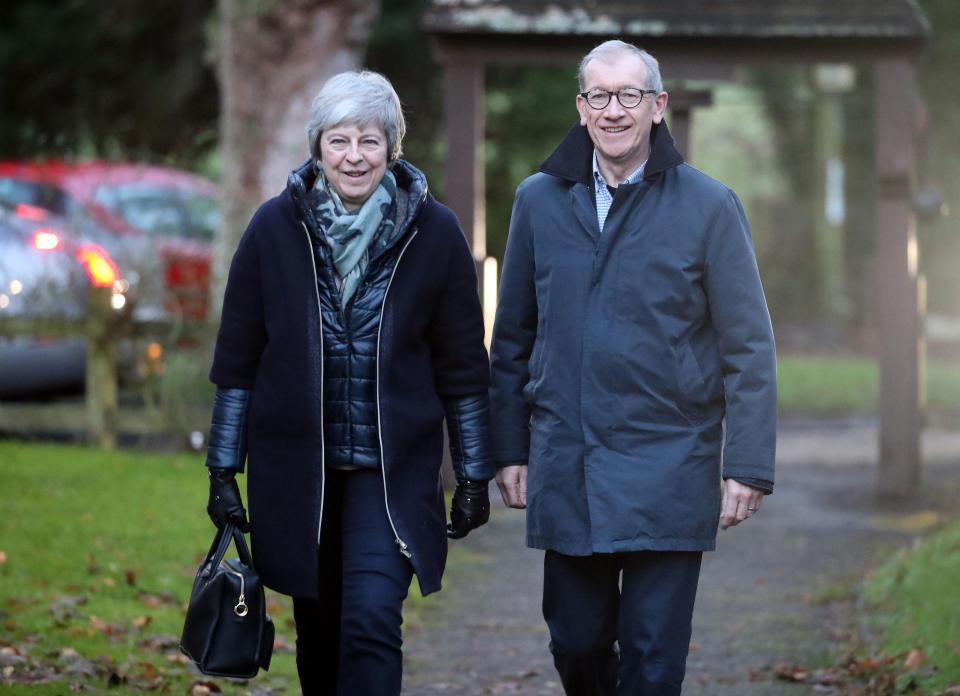  Theresa May, here with husband Philip, failed to get legal assurances from the EU on the Irish Backstop