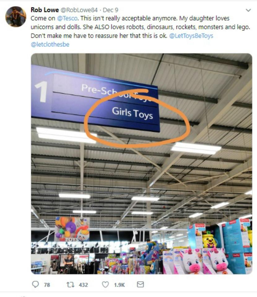  A furious dad shared this 'gender biased' and grammatically incorrect Tesco sign on Twitter