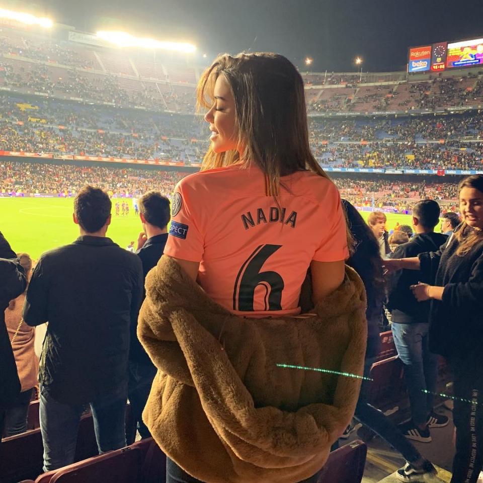  Nadia was a regular at the Nou Camp - despite Suarez's lack of playing time