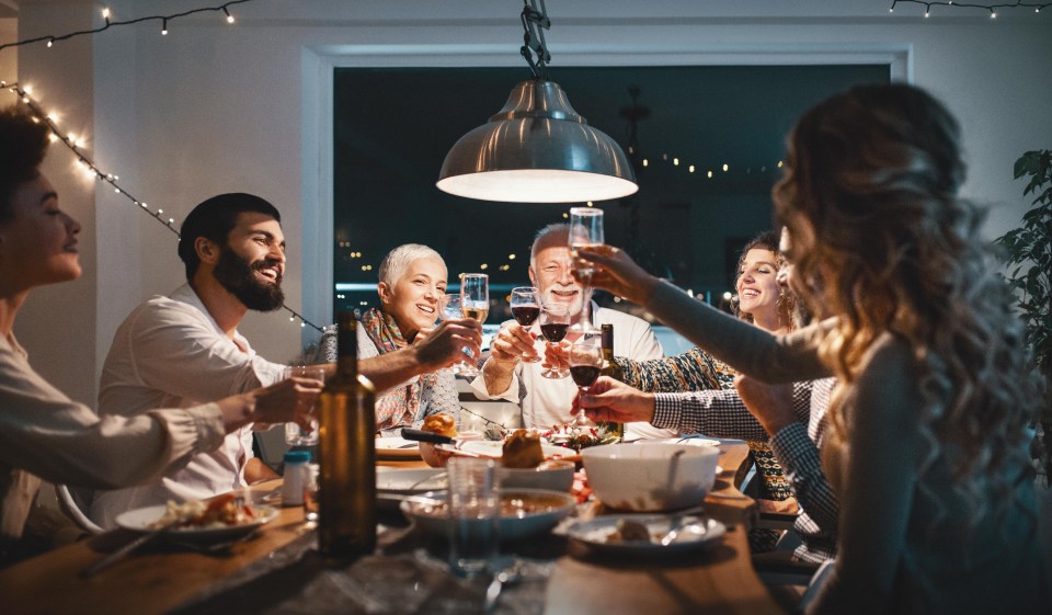 The woman and her husband had just eaten Christmas lunch together