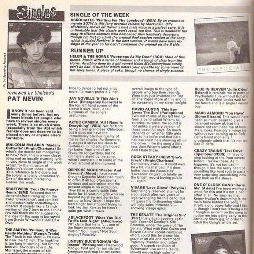  While at Chelsea, Nevin had his own music column