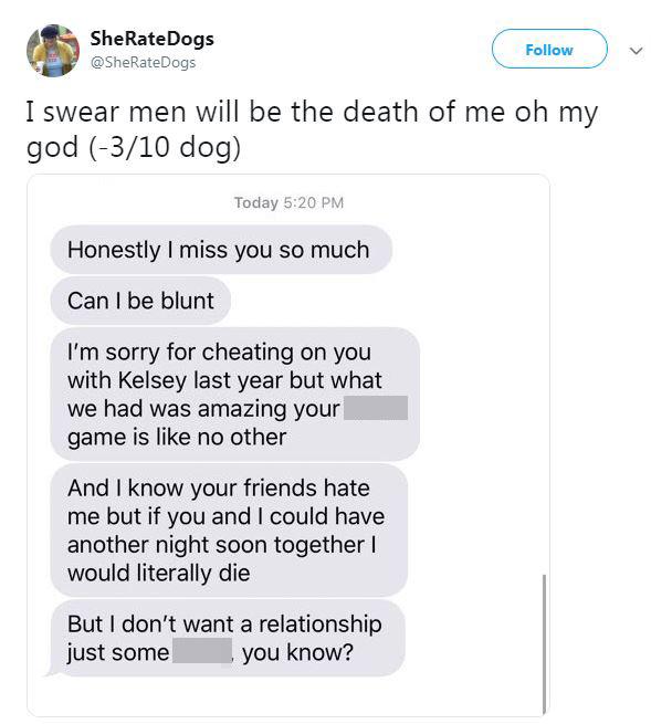  This bloke cheated on his ex - but still had the cheek to ask for oral sex