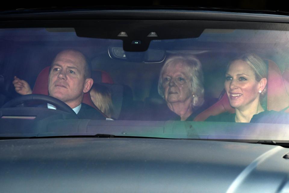  Mike and Zara Tindall were seen arriving, with Zara pulling her hair back for the occasion