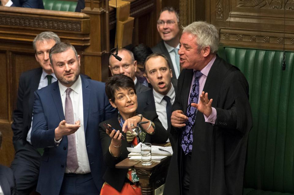  Tory MPs were seen urging Commons Speaker John Bercow to look at a video clip of Jeremy Corbyn's comment on a mobile phone