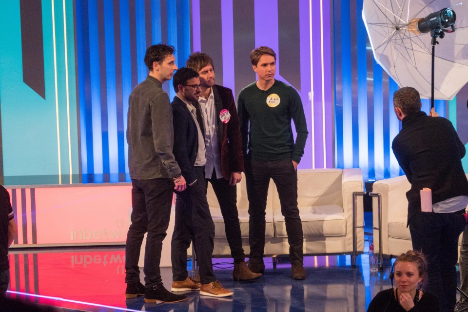 Original cast members Simon Bird (Will), Joe Thomas (Simon), James Buckley (Jay) and Blake Harrison (Neil) gathered to film the Fwends Reunited show at London’s Elstree Studios on Tuesday