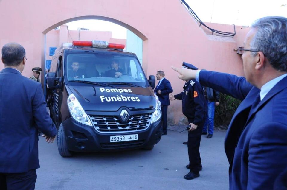  A truck transporting the bodies of the two murdered hikersfrom a morgue in Marrakesh to the airport