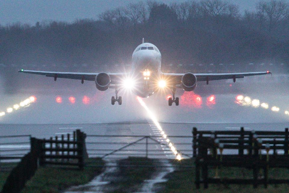  A plane taking off this morning - though many more flights are in jeopardy today