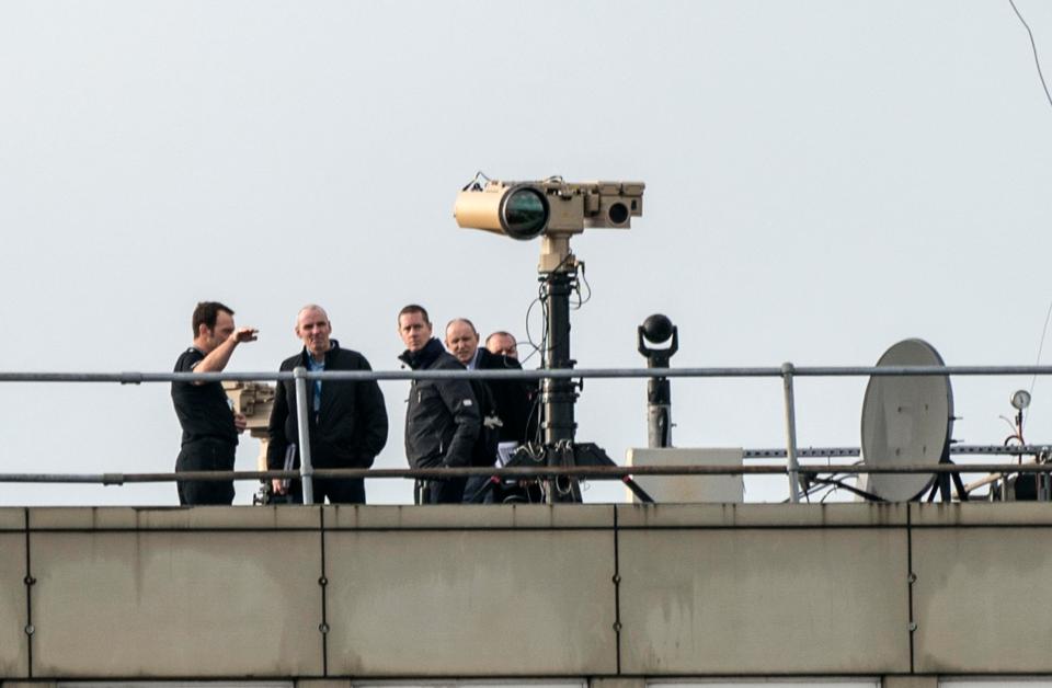  Police and military on the roof at Gatwick Airport