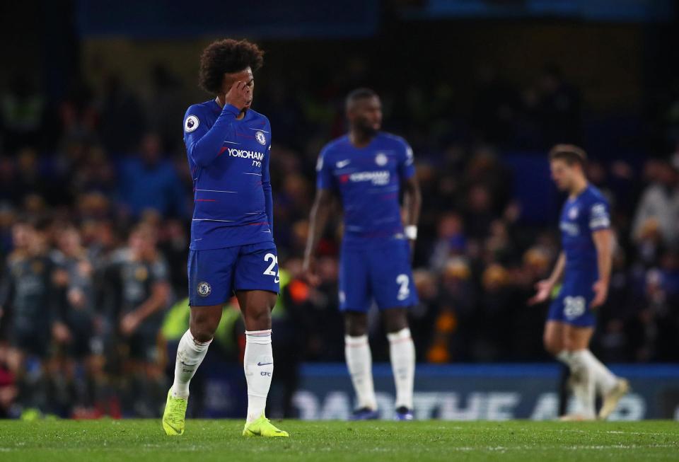  Players such as Willian had a torrid game at Stamford Bridge