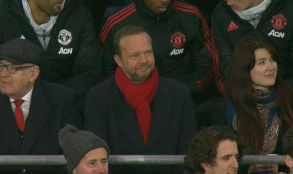  The vice-chairman cheekily grinned as the United stars celebrated