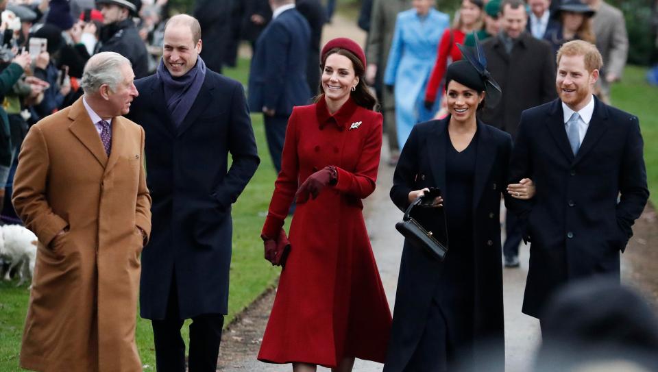  Prince Charles chats with Prince William, Kate, Meghan and Harry