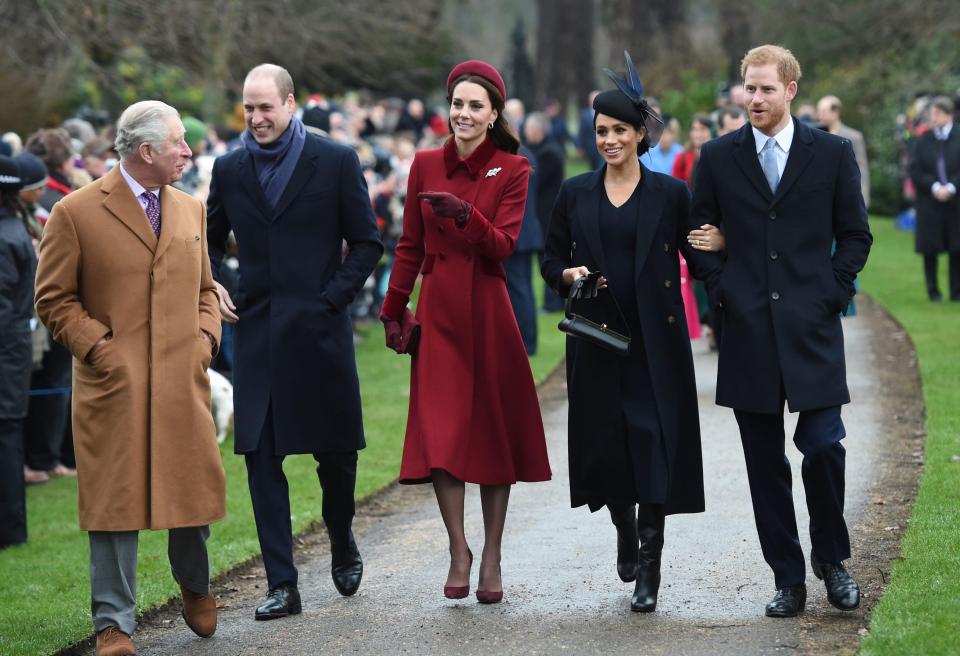  The Fab Four, and Prince Charles, make their way to the church in Sandringham for the annual service