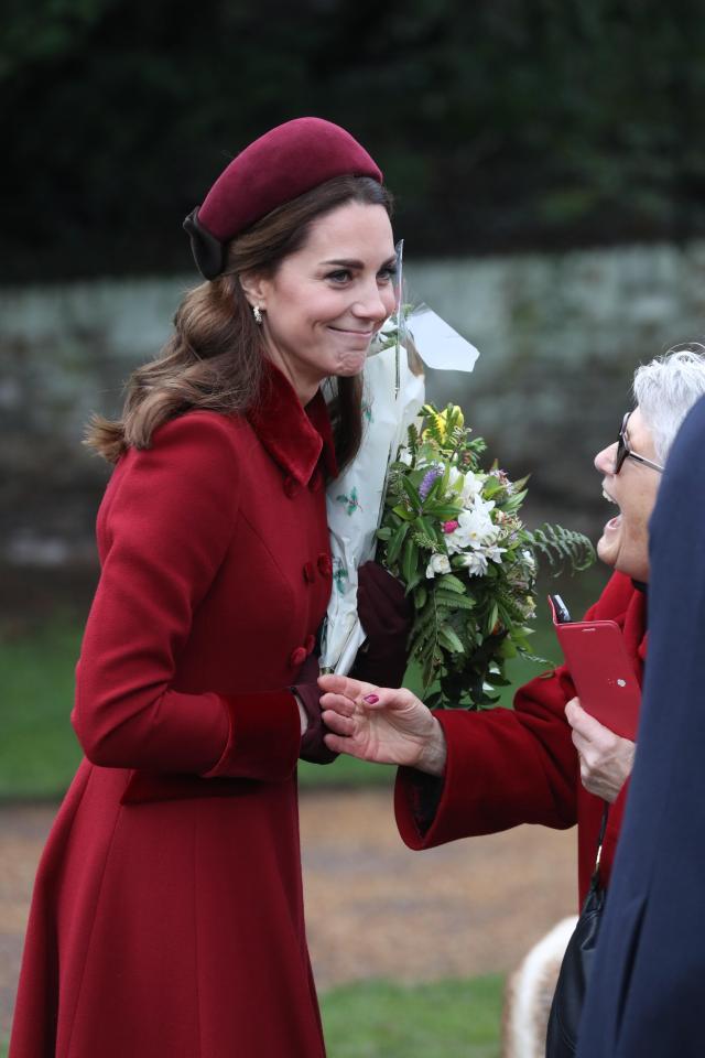  Kate jokes with a well-wisher in the crowd