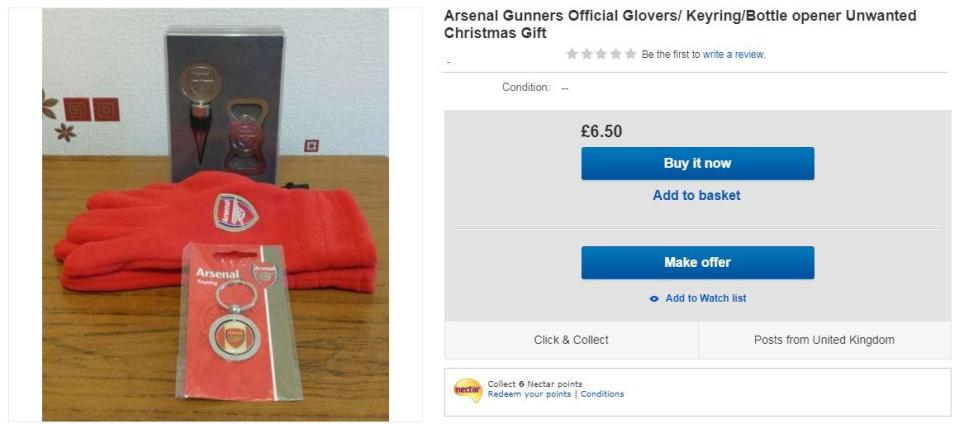  One was trying to get rid of their Arsenal merchandise