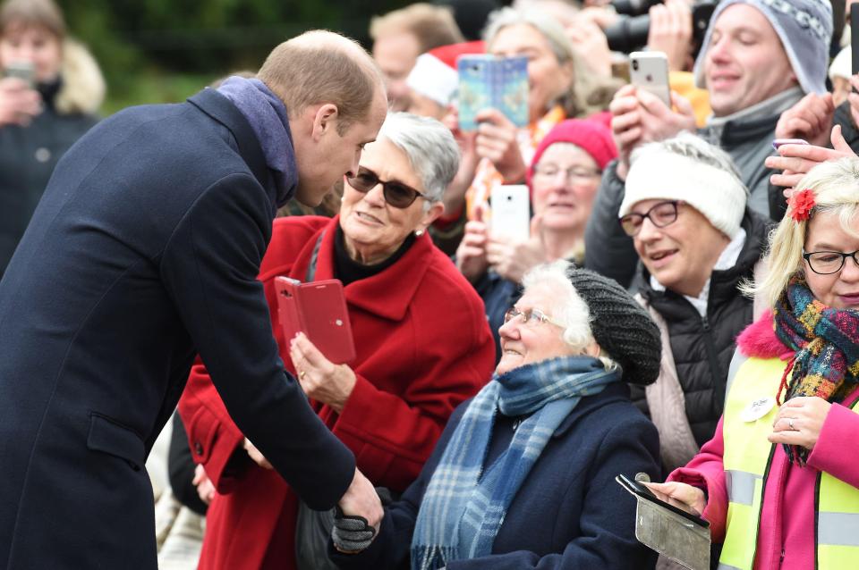  Prince William meets the assembled crowd outside the church