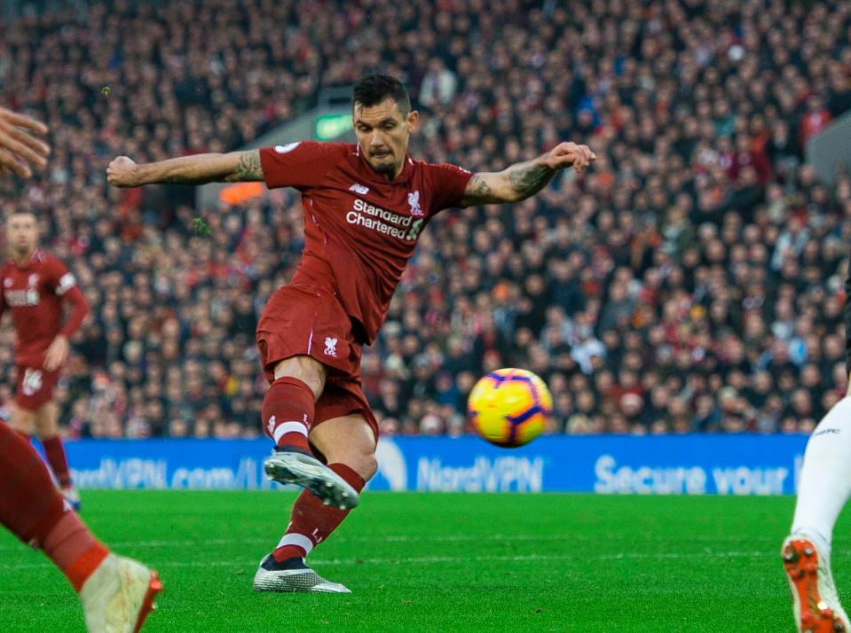  Dejan Lovren's wonder volley sent Liverpool into the lead at Anfield