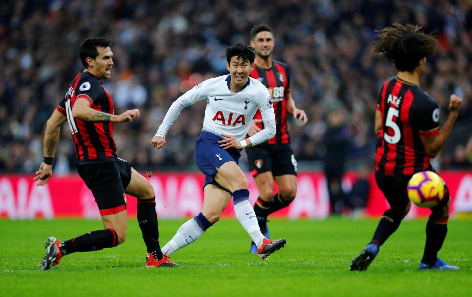  Son Heung-Min netted twice as Tottenham beat Bournemouth 5-0