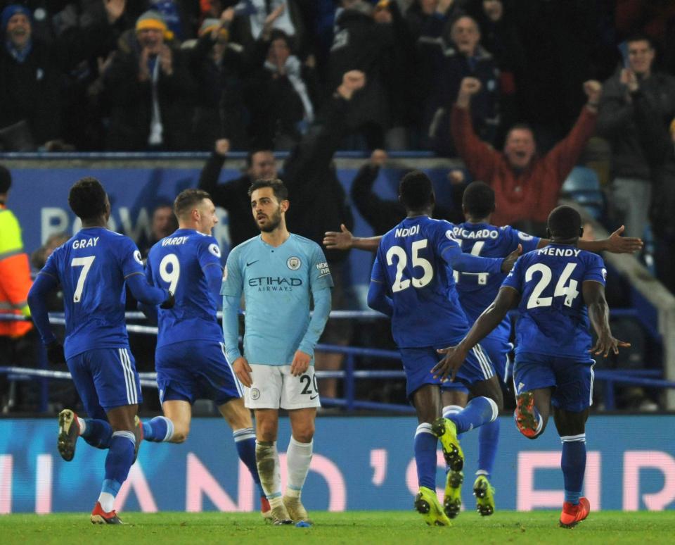  Manchester City dropped to third after being stunned at Leicester