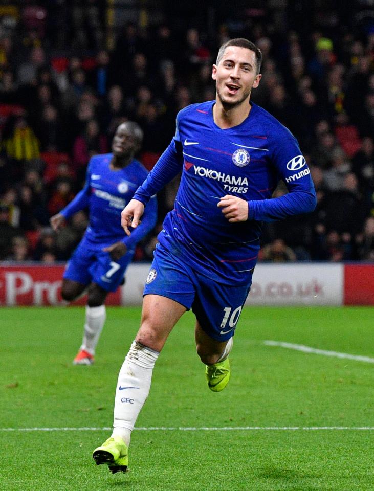  Hazard struck his 100th and 101st goals against Watford