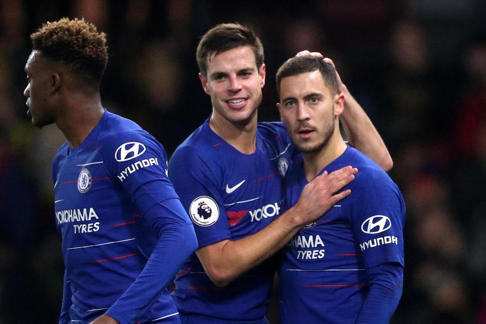  Eden Hazard scored twice as Chelsea beat Watford 2-1