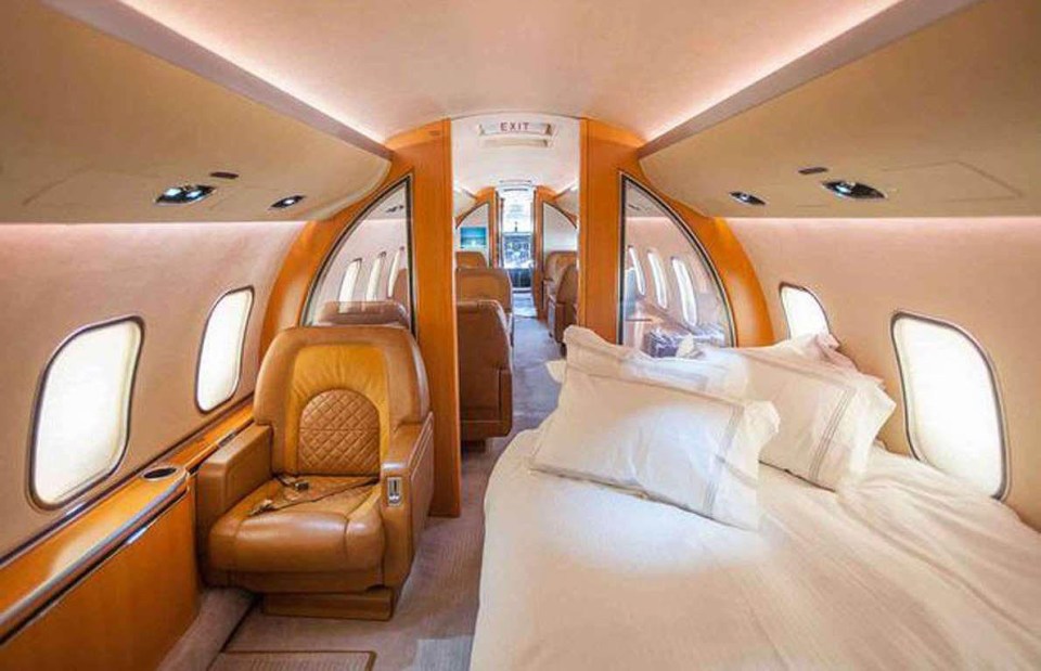 The aircraft includes a bed and plenty of comfy seating