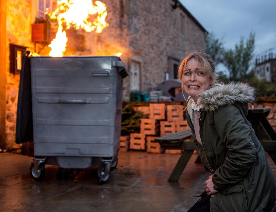  The character gets attacked after spotting a mystery man pour petrol outside of the pub