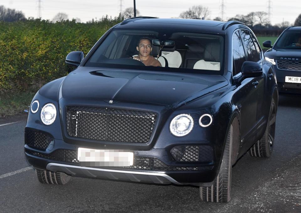  Alexis Sanchez rocked up to training in his Bentley on Friday