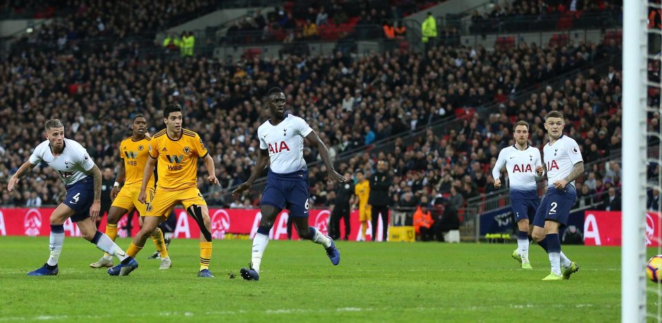  Raul Jimenez, third left. puts Wolves 2-1 up on the way to a 3-1 win at Wembley