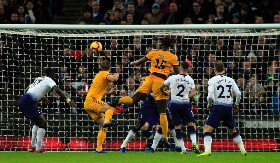  Will Boly headed Wolves level on 72 minutes to spark a 3-1 comeback victory at title hopefuls Spurs