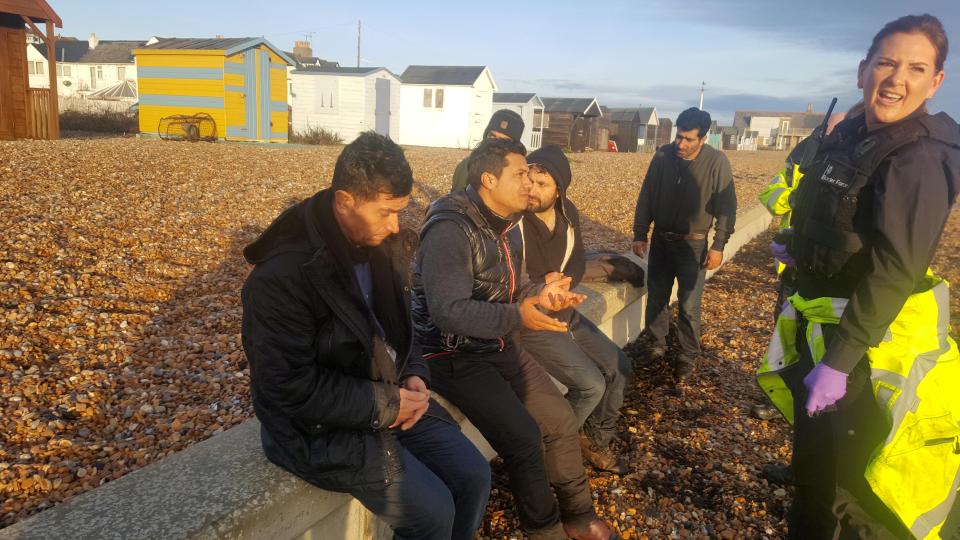  Six migrants crossed the Channel and arrived on a beach in Dover, Kent