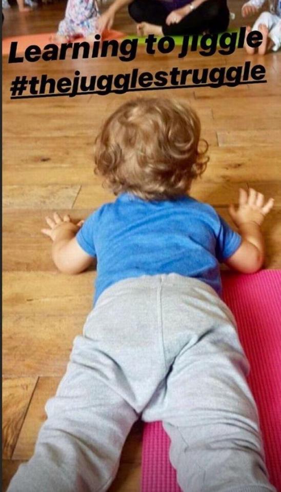  Bear had some tummy time at a class with other tots