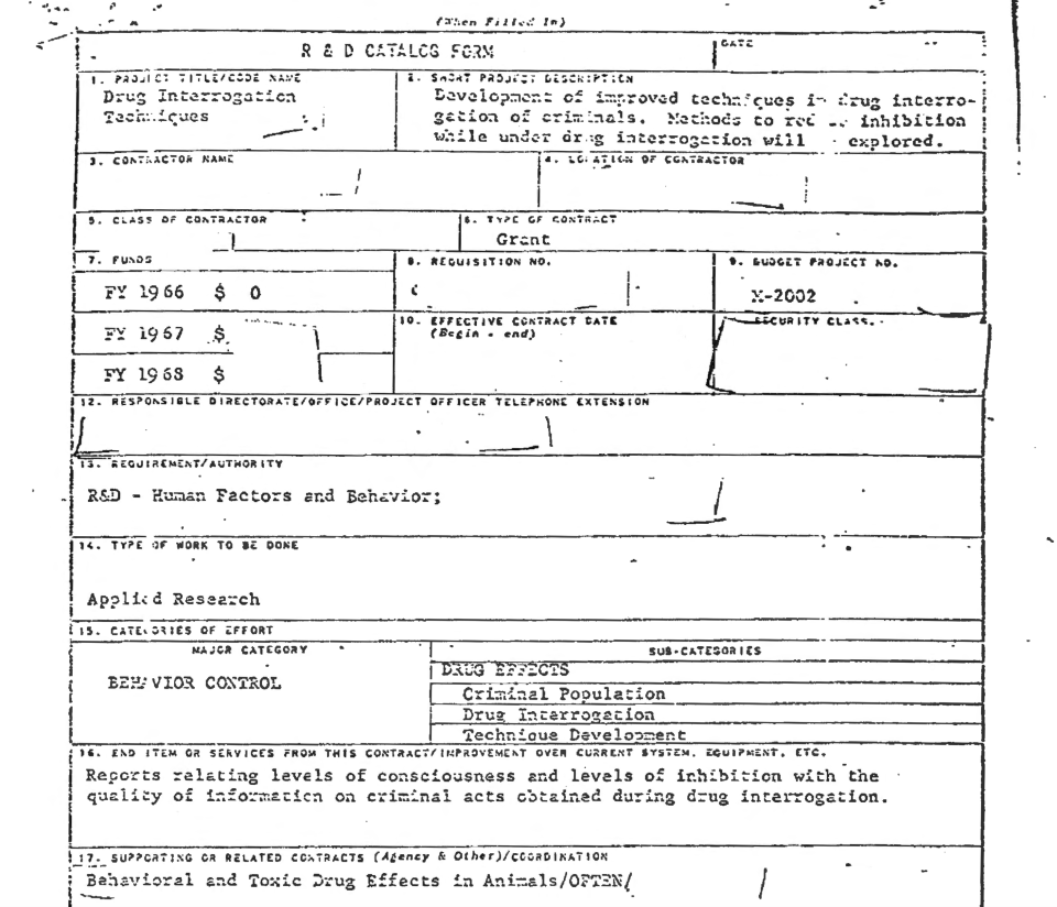  This document details plans to drug inmates at a prison hospital then interrogate them