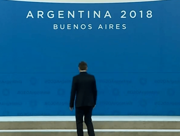  Macri was left on his own after Trump quickly walked off