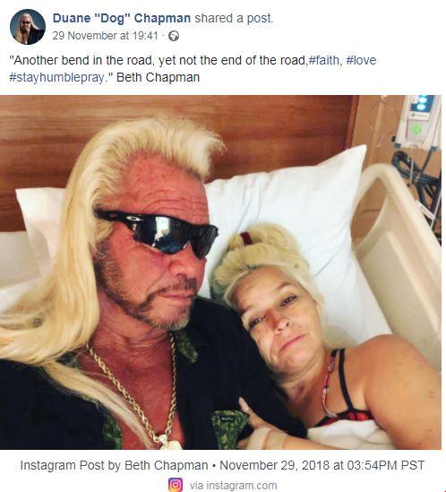  Beth Chapman post this photo to Instagram not long after surgery