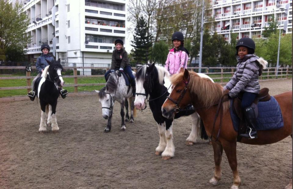  Four riders pose for a pic at Ebony Horse Club. @EbonyHorseClub