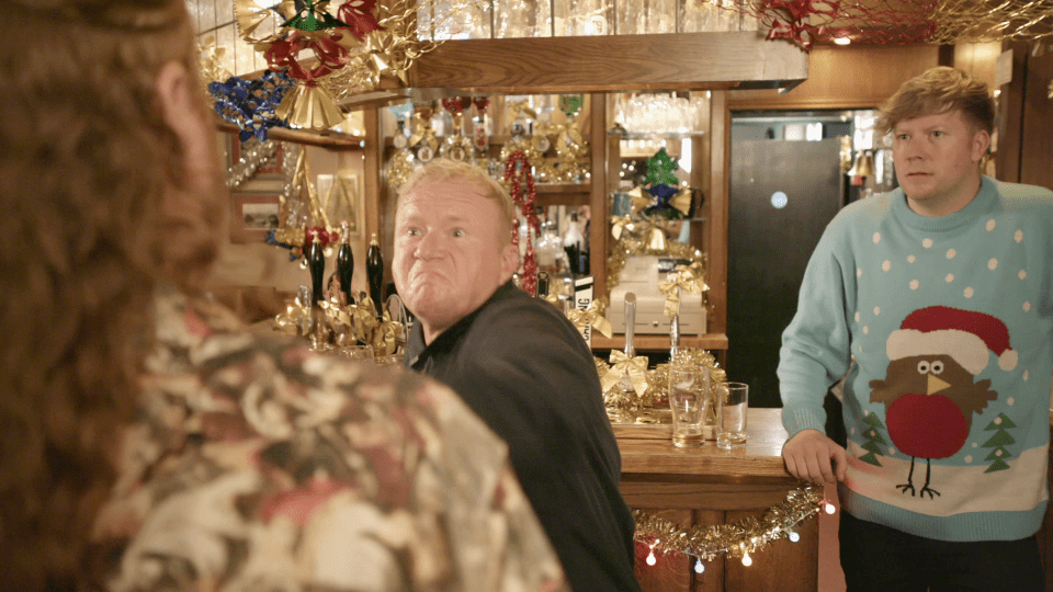  Keith Lemon gets punched in the face by Corrie star Steven Arnold after row in the pub on Through The Keyhole Christmas