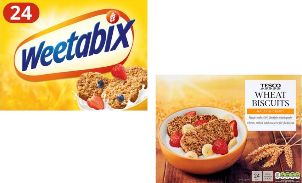  Weetabix is the best-known wheat cereal brand but Tesco's Wheat Biscuits scored better in a blind taste test - and they are £1.20 cheaper