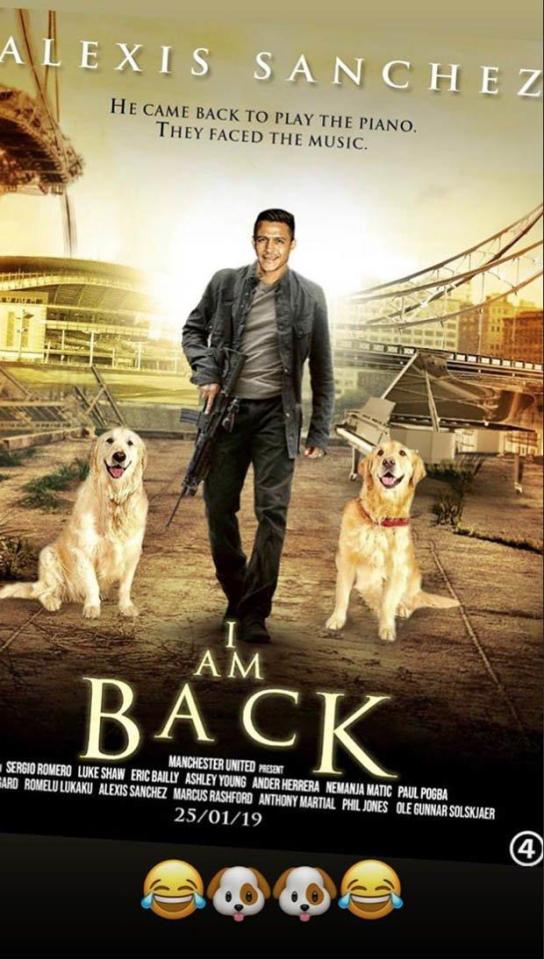  Alexis Sanchez shared this hilarious mock-up film poster featuring his retrievers Atom and Humber