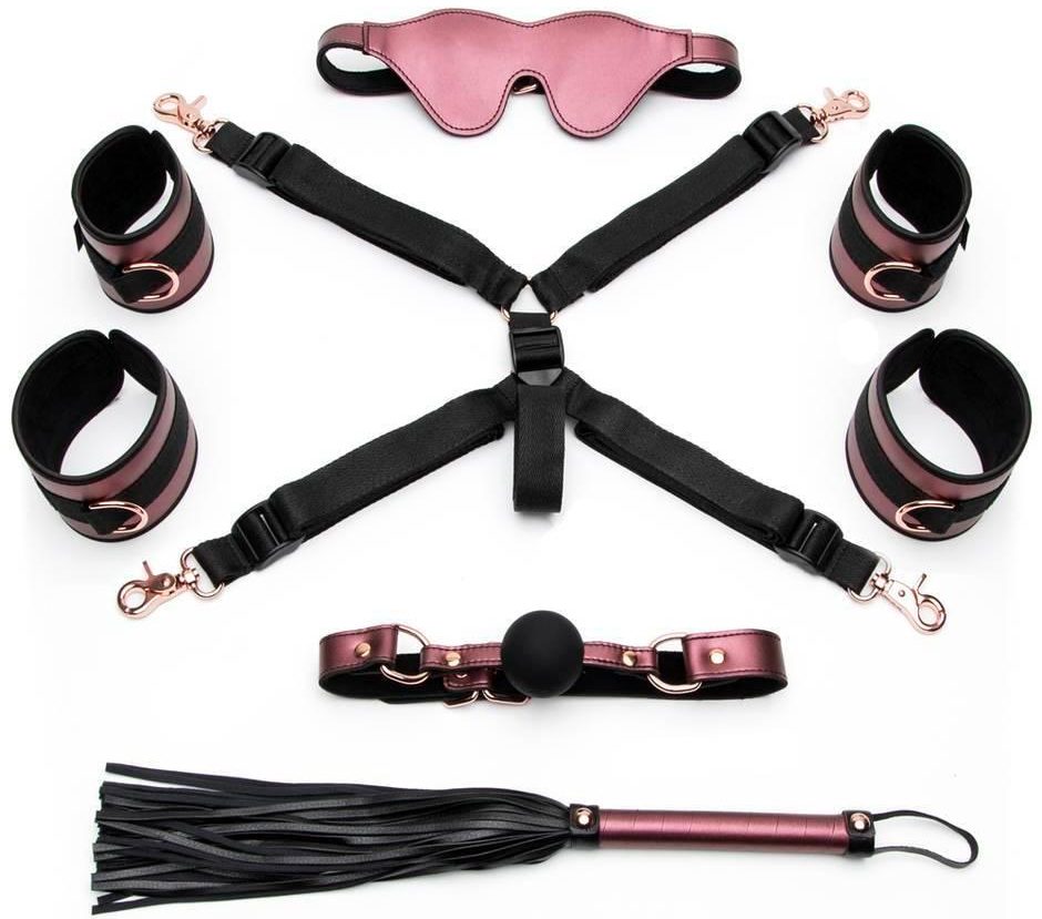  A slightly more adventurous kit - this boutique set includes restraints, a ball gag and even a whip