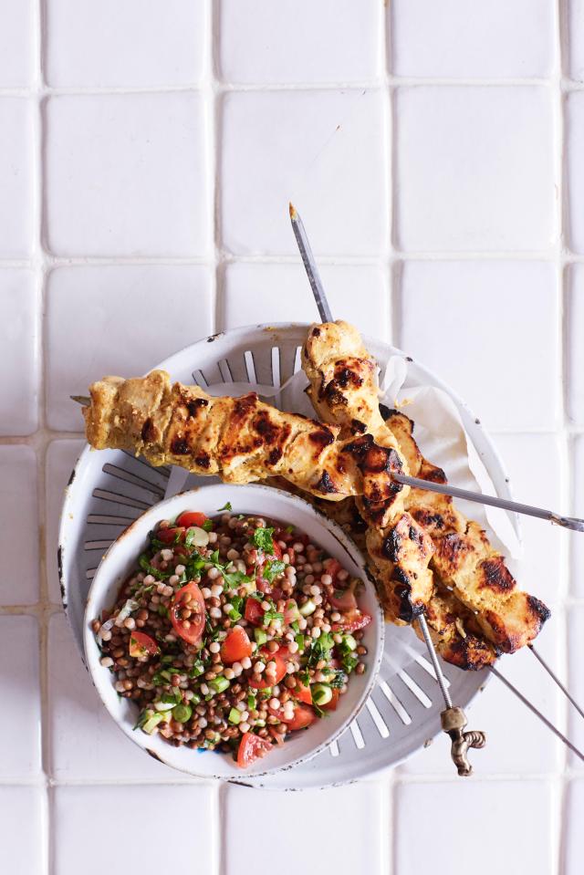  Take on this healthy twist of the usually barbecued favourite spicy chicken skewers