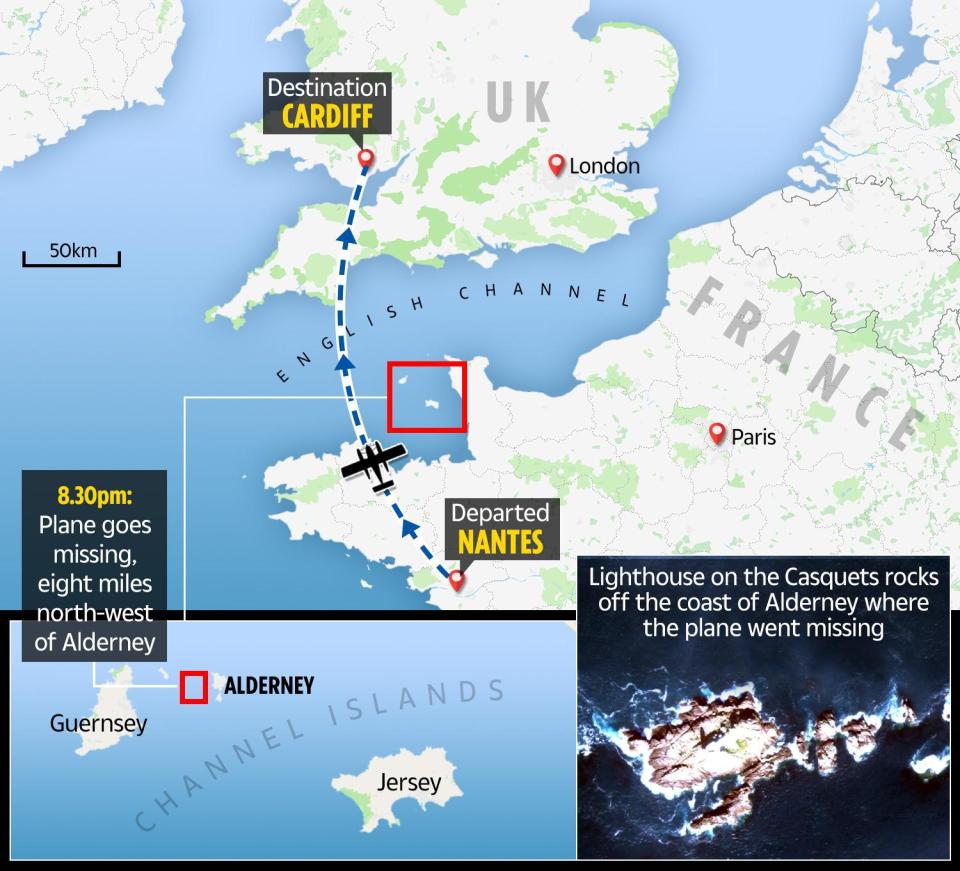  The plane went missing eight miles north-west of Alderney