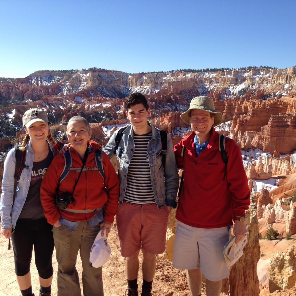  Melitta, who like many women postponed her smear test due to a hectic life, with her family at the Grand Canyon during treatment