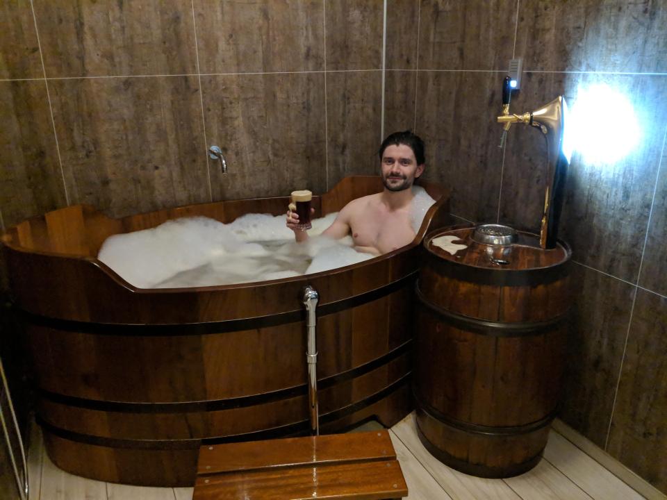  The Beer Spa is a micro-brewery that offers customers the chance to bathe themselves in beer