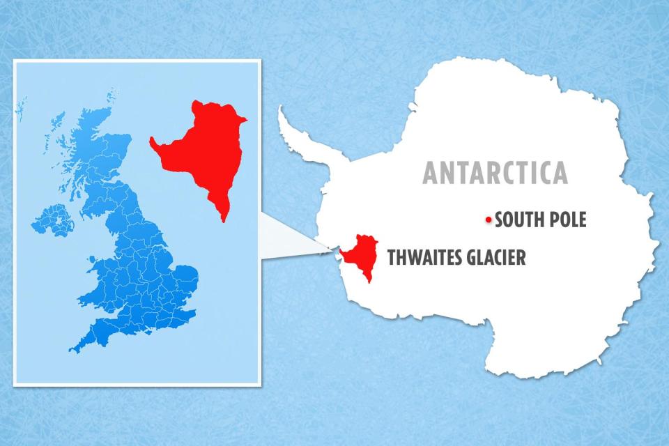  The Thwaites glacier covers an area around half the size of the UK