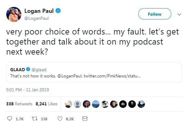  GLAAD tweeted to Logan Paul to tell him 'that's not how it works'