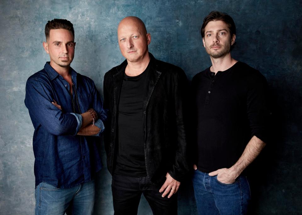  Wade Robson, left, with Leaving Neverland director Dan Reed and fellow accuser James