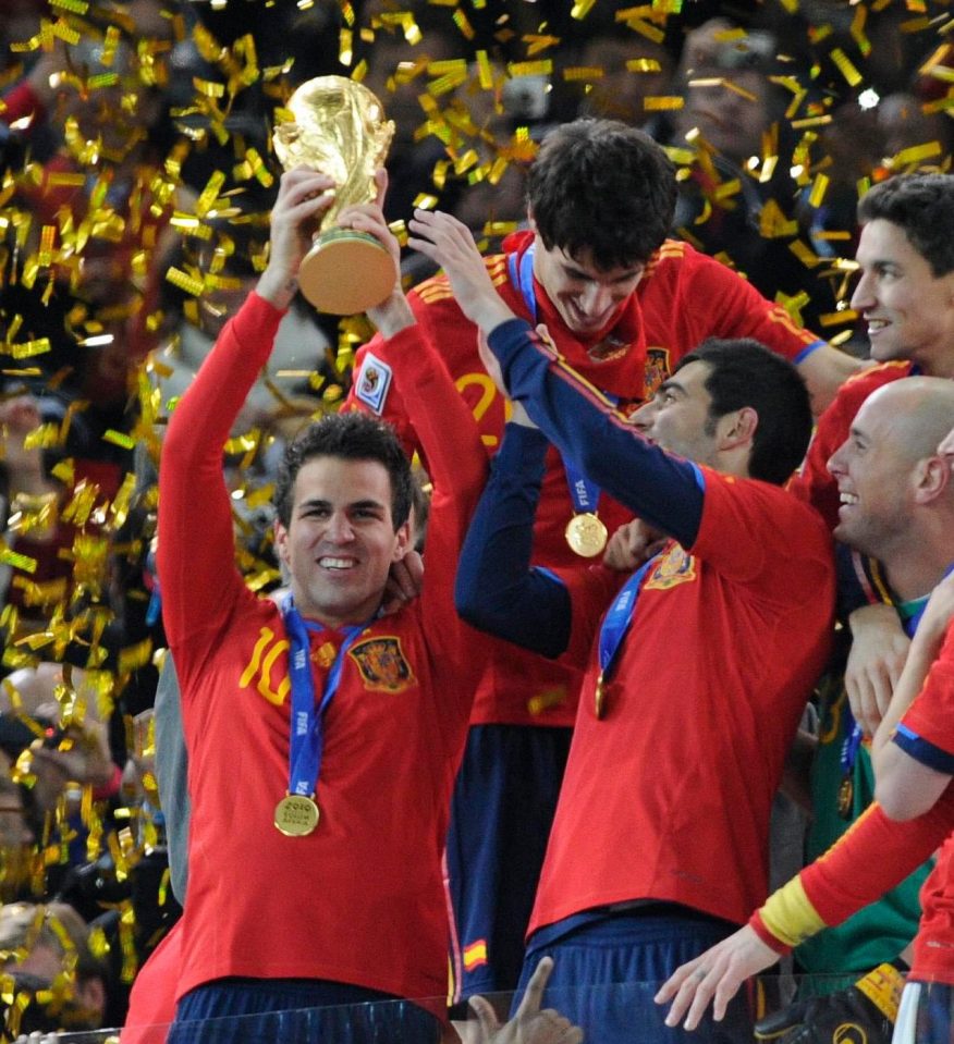  Fabregas and Spain won the World Cup in 2010 - the midfielder providing the assist for Andres Iniesta in the final